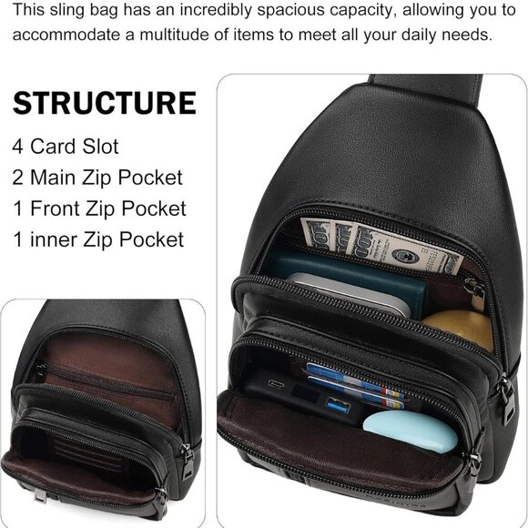 Sling Bag for Women - Crossbody Bags Fanny Pack with Vegan Leather - Adjustable - Picture 4 of 7